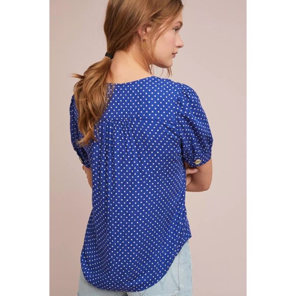 MAEVE Hansley Orange Floral Jacquard V-Neck Puff Sleeve Blouse Top, Size 6 - Picture 3 of 14